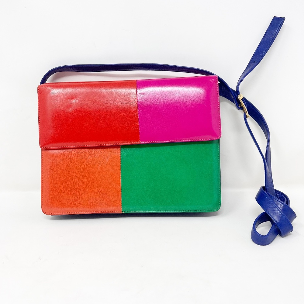 Francois Pinet Shoulder Bag Purse Clutch Crossbody Vintage Pink Green Blue RARE